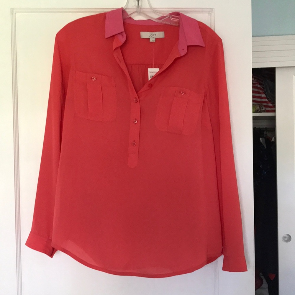 Ann Taylor loft color block blouse.